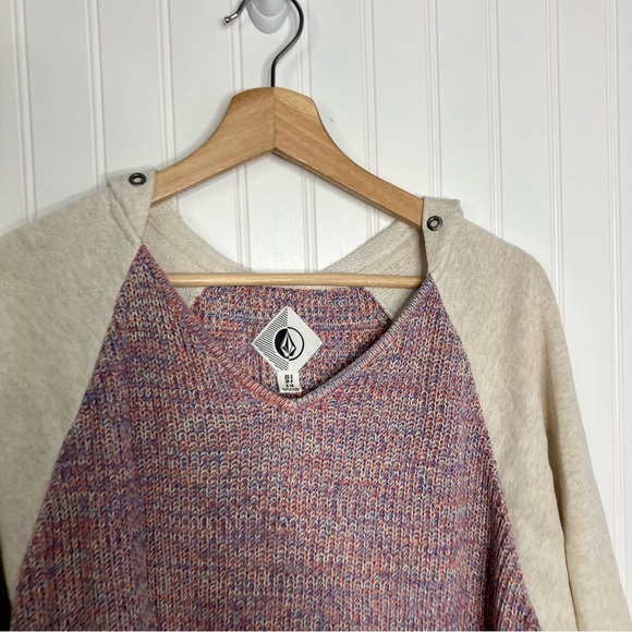 Volcom Knit Top XS/S Pullover Multicolor Hood Casual Summer - Picture 2 of 10